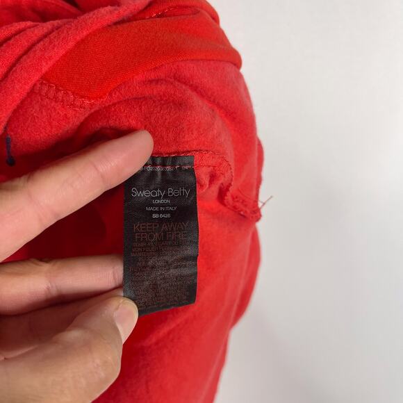 Sweaty Betty Small S Red Escape Luxe Fleece Hoodie Funnel Neck Sweatshirt - Picture 7 of 10